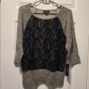 BNWT A. BYER LACE OVERLAY SWEATER SIZE L
